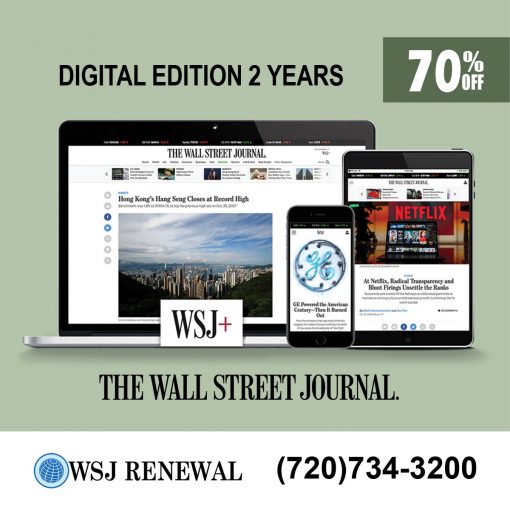 Wall St Jnl Digital Subscription for 2 Years for only $159